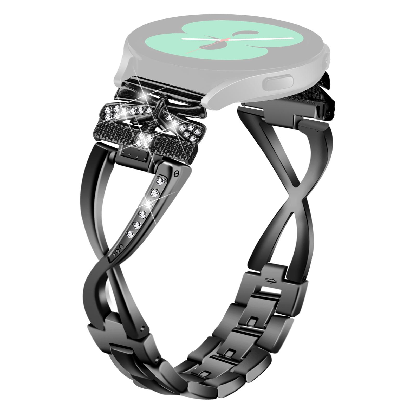 

Для Samsung Galaxy Watch6 40мм/44мм Декор стразами 20мм Ремінець для годинника Корона Х-подібний Браслет для годинника з цинкового сплаву Black