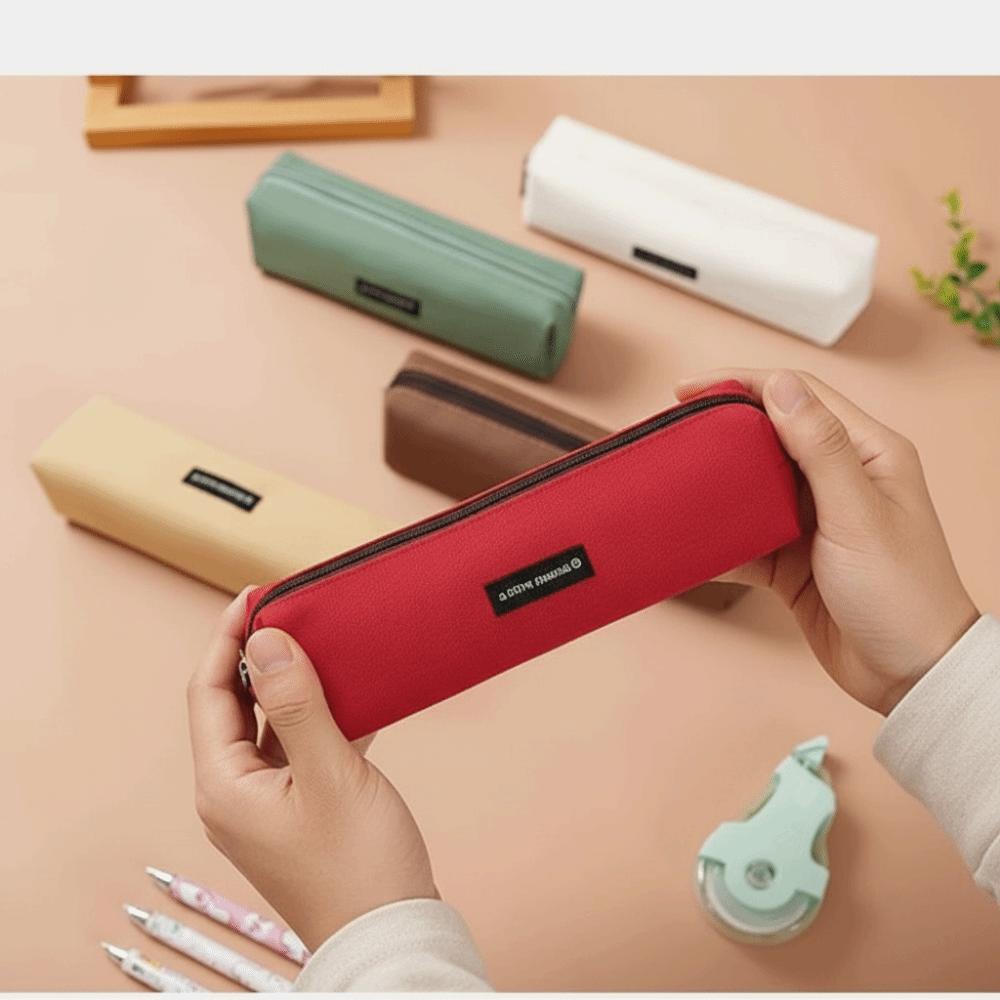 Small Size Canvas Pencil Case Solid Color Pencil Organizer Case  Stationery Storage
