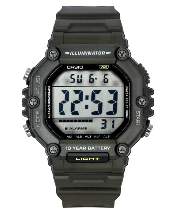 Casio Цифровые Экстра-длинный Резиновый Ремешок Кварцевые AE-1600HX-3AV 100М Унисекс Часы чёрный