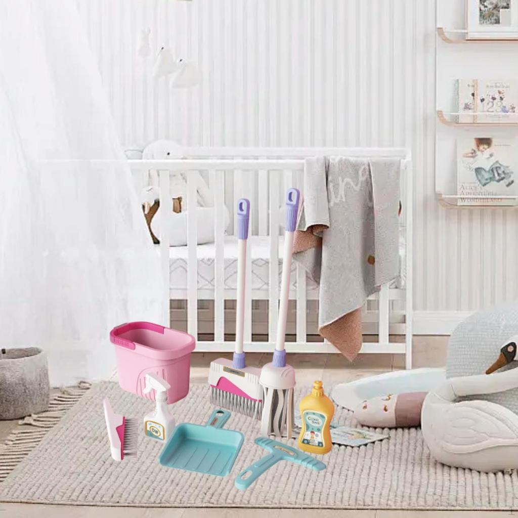 Set de curățenie pentru copii cu mătură și mop pentru distracție interactivă