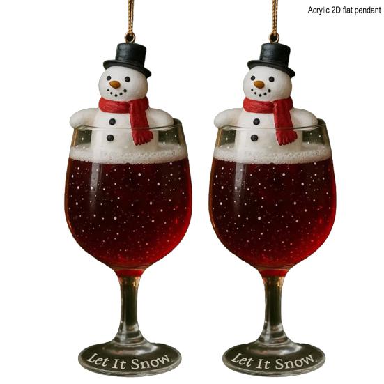 Christmas Drink Cup Ornaments Acrylic Hanging Decor for Tree Car Mirror Festive Birthday Party