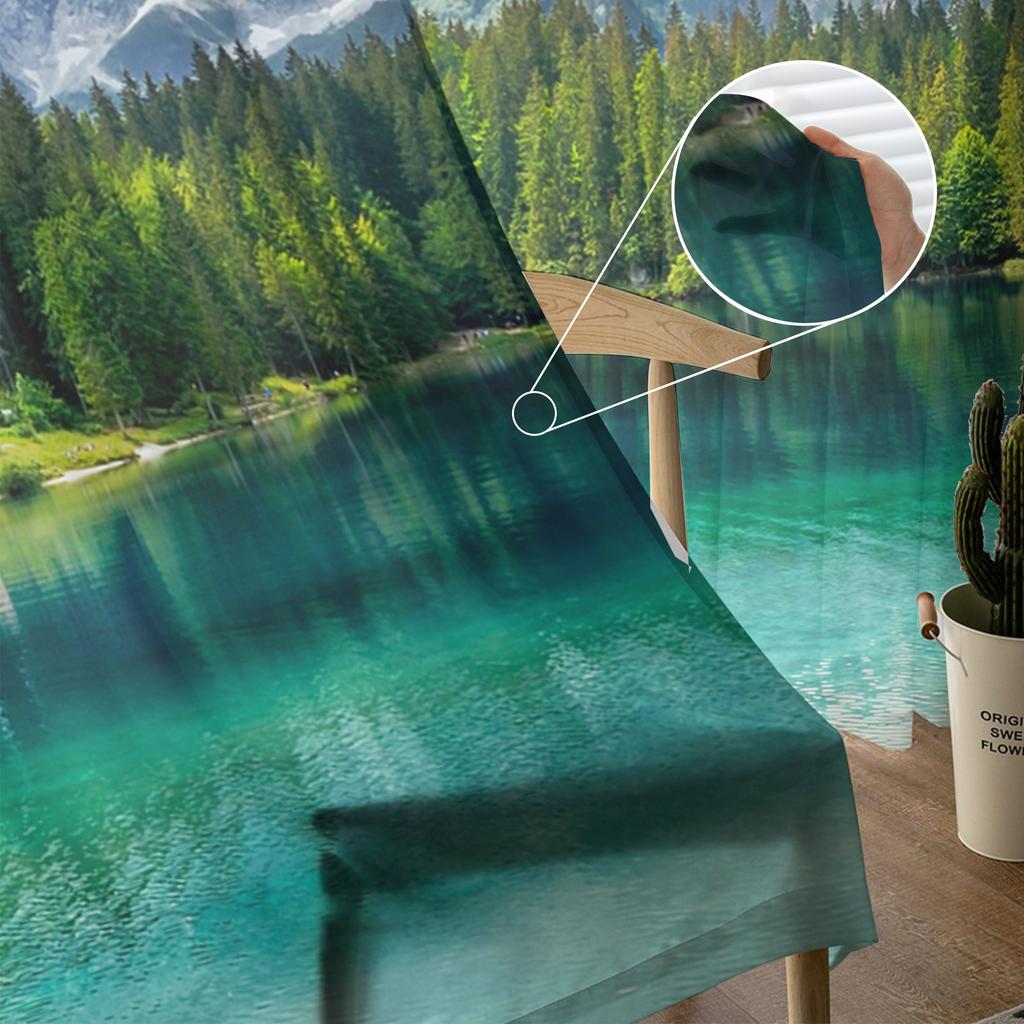 Lake Forest Landscape Mountains Scenery Tulle Curtains For Living Room Drapes Window Sheer Modern Curtains For Bedroom Decor