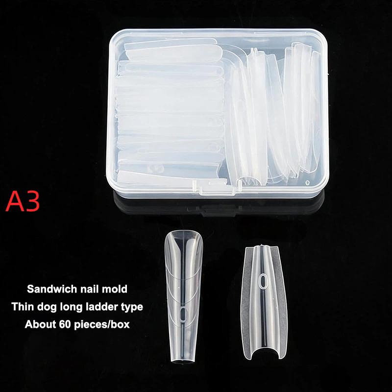 Original Sandwich Nails Dual Forms 60Pcs Nail Mold For Quick Salon Manicure Professional Use