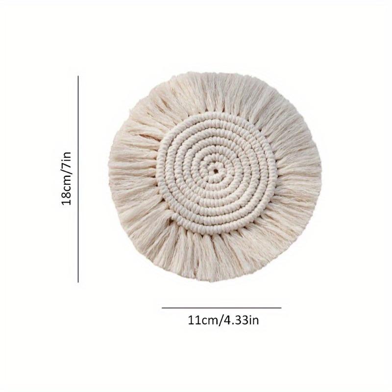[Bohemian Coaster] Bohemian Round Braided Coaster with Tassels | Handmade Macrame Cup Cushion, Non-Slip Coffee Pad for Restaurants