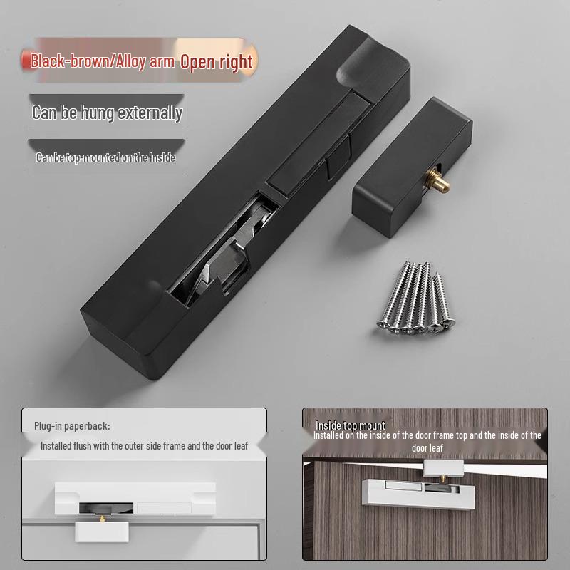 Invisible Wooden Door Closer with Rebound Damping for Outward Swing Doors
