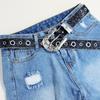 Shimmering Sequined Belt Girl Engraved Buckle Belt 2000s Waistband Punk Waistbelt Bead Trim Belt Aesthetic Waist Accessory