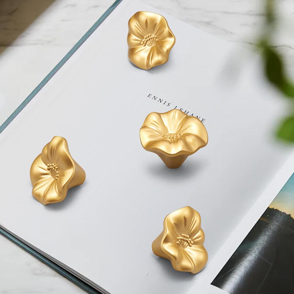 French Style Petal Cabinet Handles Zinc Alloy Single Hole Pulls for Wardrobe Drawer Kitchen Cabinet Decor 1pcs