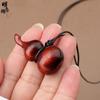 Retro Rosewood Gourd Pendant Necklace - Unisex Literary Design