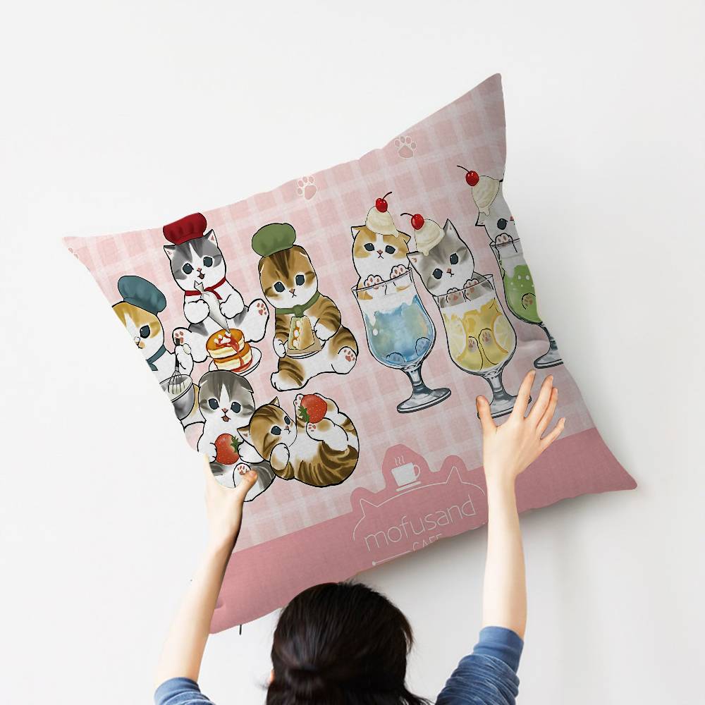 Popular Cute M-Mofusand Cat Cushion Cover Pillow Cover Decor Pillowcase Printed Cushion Case For Couch