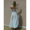 Fresh Pastoral Blue Bell Flower Square Collar Jumpsuit Fairy Dress