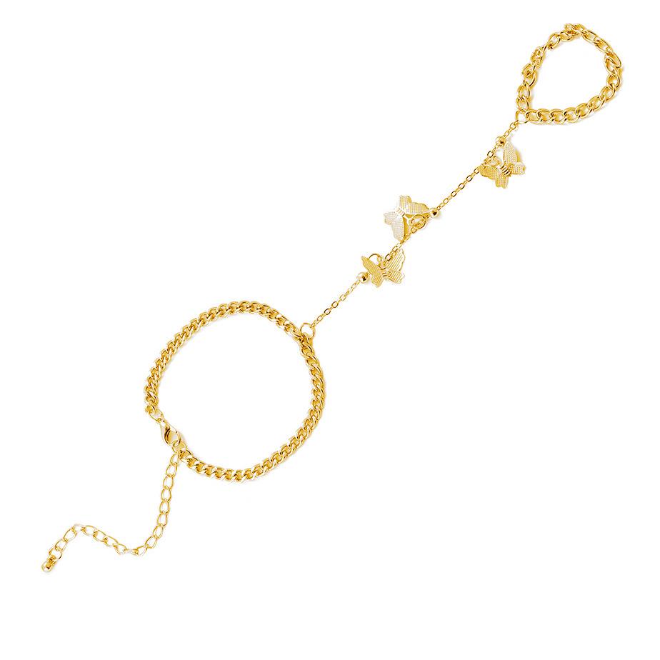 

Винтажная цепочка-подвеска в виде бабочки, браслет на палец с кольцом для женщин золотой