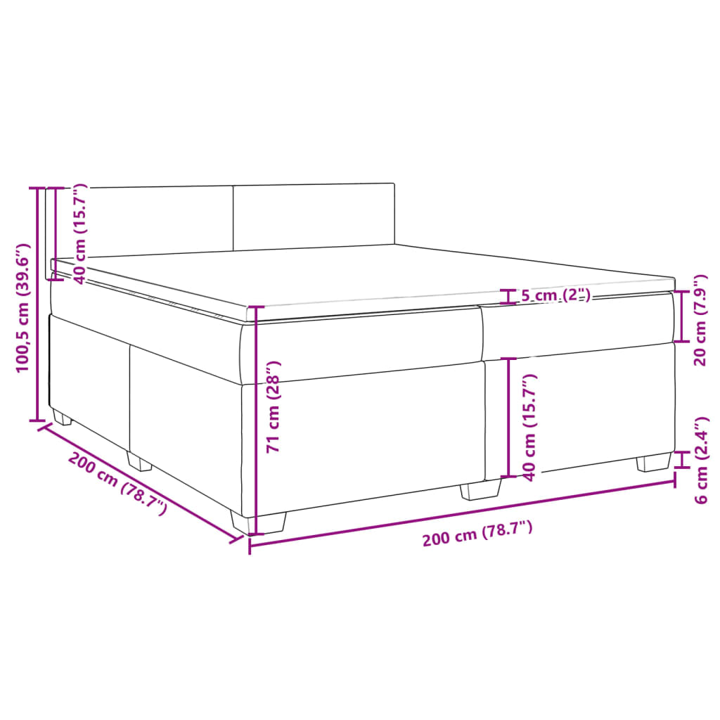 Box Spring Bed with Mattress Light Grey 200x200 cm Velvet