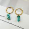 Fashion Light Luxury Red Natural Stone Beaded Stainless Steel Earrings For Women