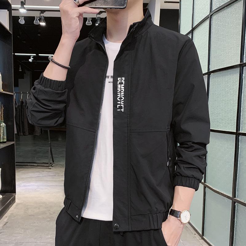 Men's Jacket Spring and Autumn Fashion Handsome Casual Stand-up Collar Tooling Jacket Loose Jacket Men