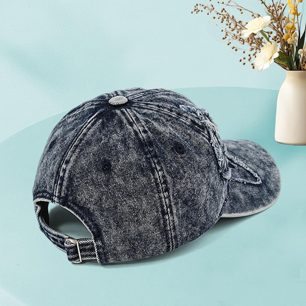 Unisex Denim Hat, Baseball Cap, Washed And Worn With Frayed Edges