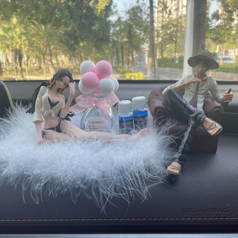 Premium Anime Car Ornament: Aromatherapy Luffy & Yukino Figurine