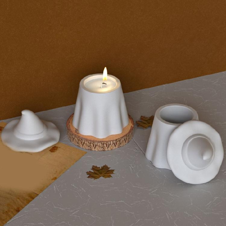 Specter Shape Silicone Mold Easy Releasing Silicone Molds with Lid for Crafting Decorative Containers and Candle Holders