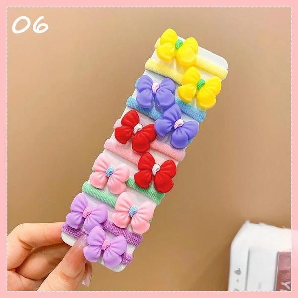 10pcs Children Cute High Elastic Headband Hair Accessories Little Girl Candy Color Trendy Hair Circle Headband