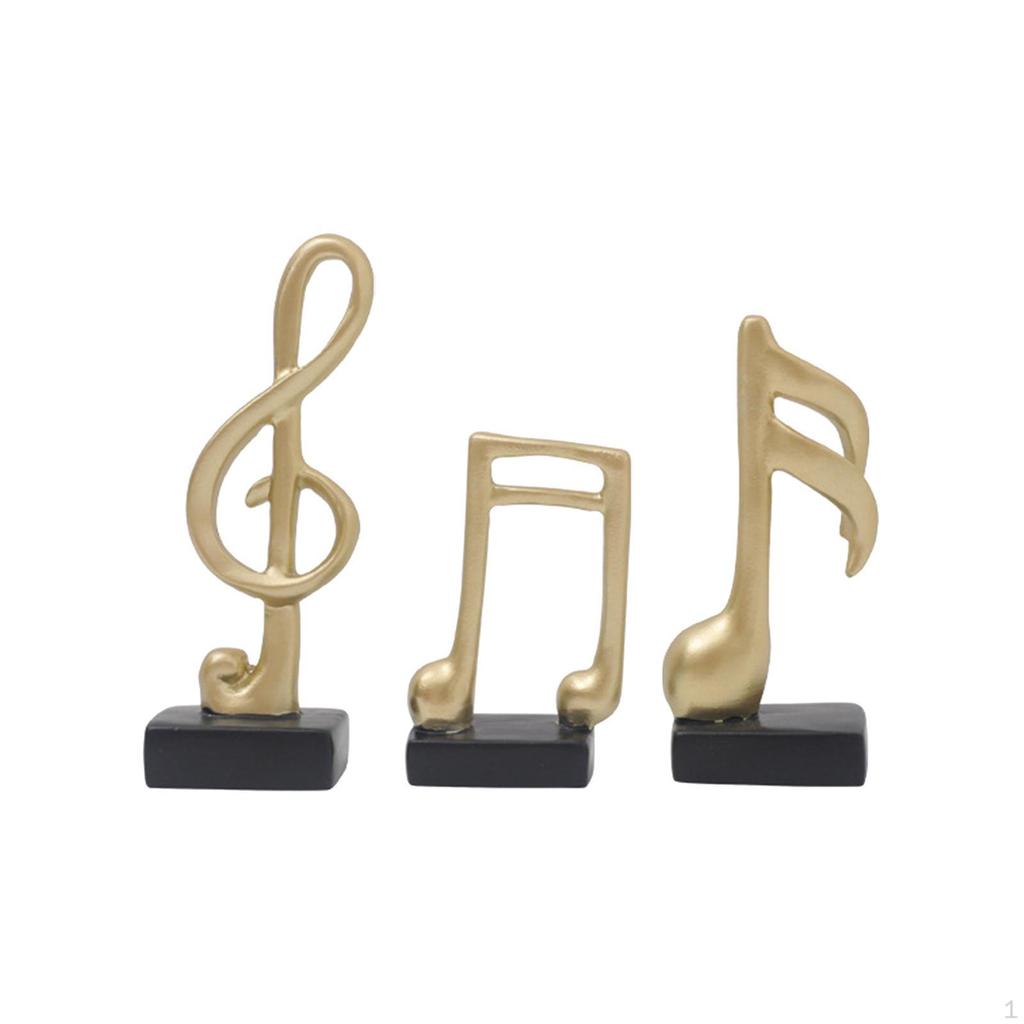 3 Pcs Modern Musical Notes Statues Sculpture Symbol Crafts Resin Figurine Music