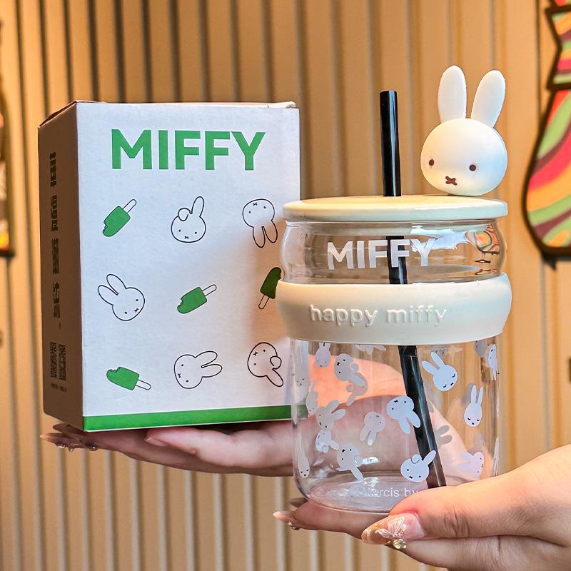 Süße hochwertige Glas-Wasserbecher für Jungen und Mädchen, hochwertige Trinkbecher mit Deckel und Strohhalm, Geburtstagsgeschenk