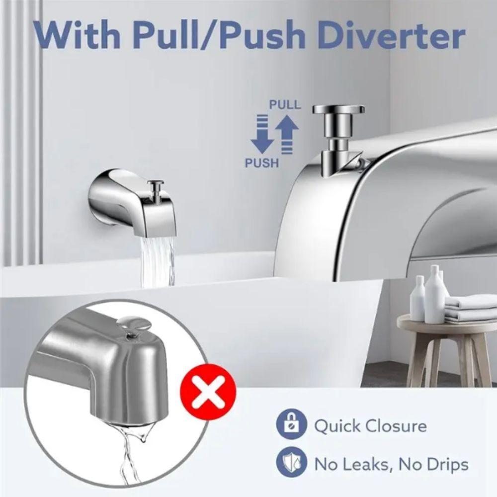 Durable Bathtub Faucet Spout Zinc Zinc Zinc Alloy Pull Type Faucet Diverter Faucet Easy Installation