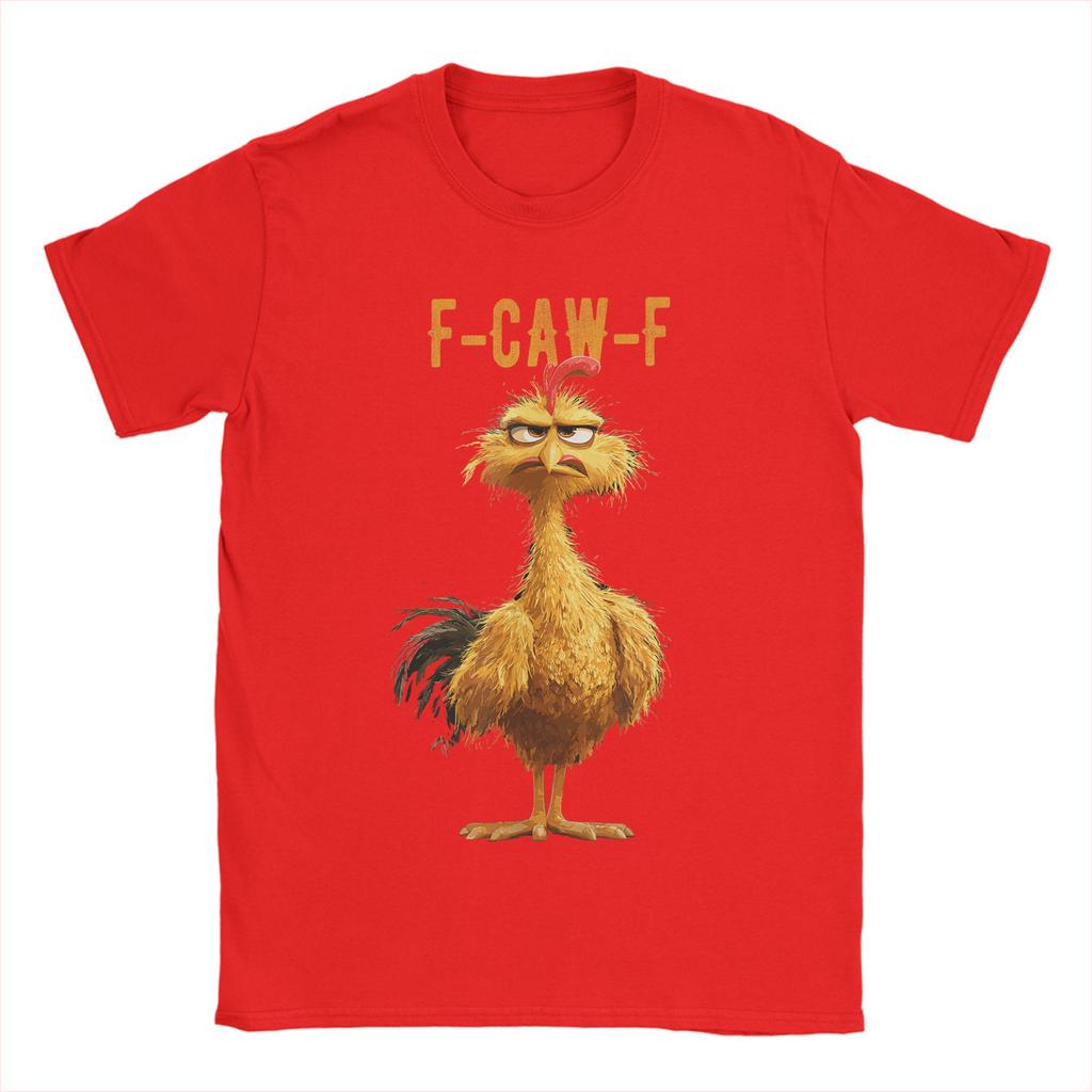 Funny F-Caw-F Chicken Meme Men T Shirts Dark Humor Unique Tee Shirt Short Sleeve Crewneck T-Shirts 100% Cotton Gift Clothing