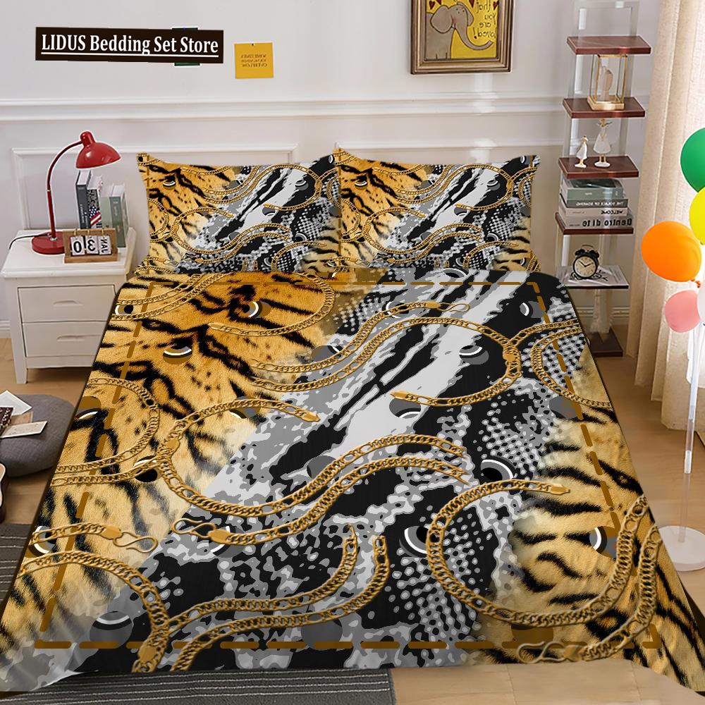 Dark Gold Duvet Cover Set Dull Gold Patterns 3D Luxury Printing Comforter Cover King Queen For Teens Adult Polyester Bedding Set