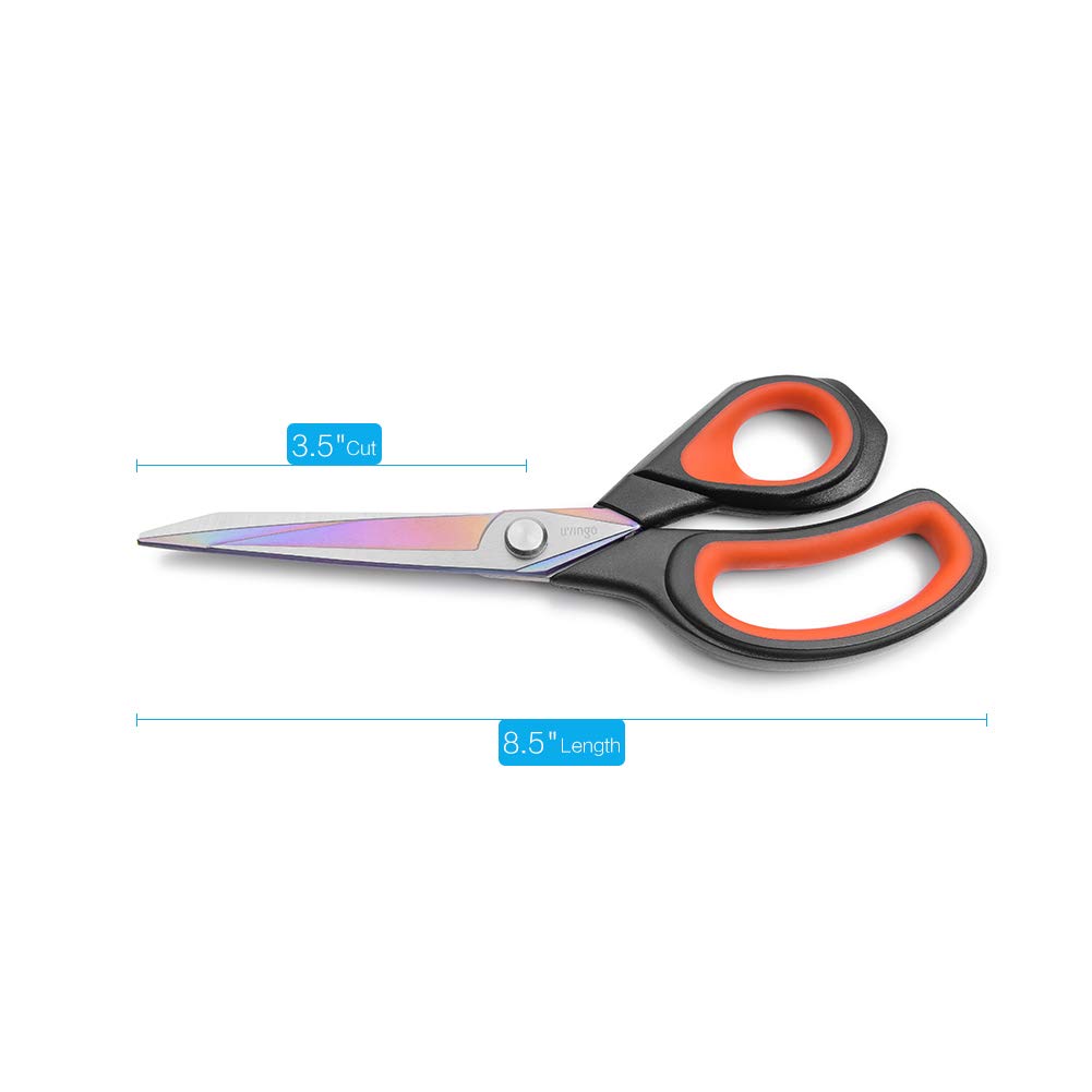 LIVINGO 22cm Fabric Forged Stainless Steel Scissors for and Premium Tailor Scissors with Titanium Coated Sharp and Soft Handles for Office Use