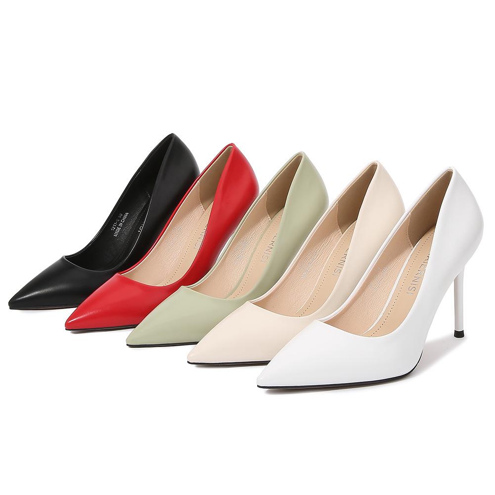 Simple and Fashionable Pointed Thin Heels High Heels Large Size Shallow Mouth Pointed Sexy Single Shoes