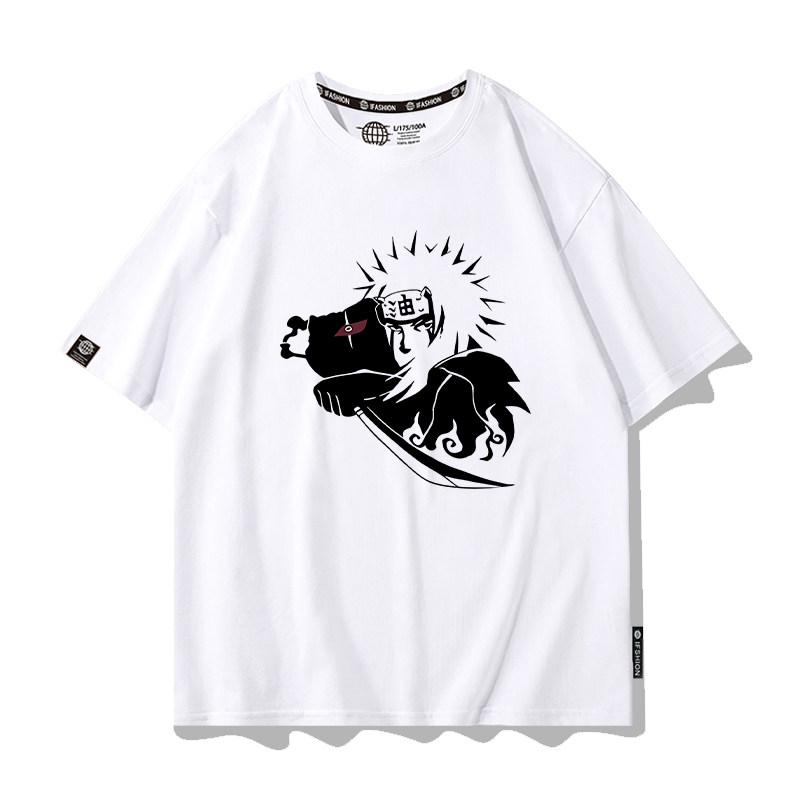 White Japanese Cartoon Childrens Tshirt Naruto Anime Pure Cotton Printed Parentchild Clothes Summer New Casual Tshirt