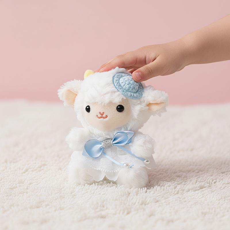 Cute Fluffy Sheep Plush Keychain Soft Curly Fur Pendant for Backpack Decor Kids Thanksgiving Holiday Gifts