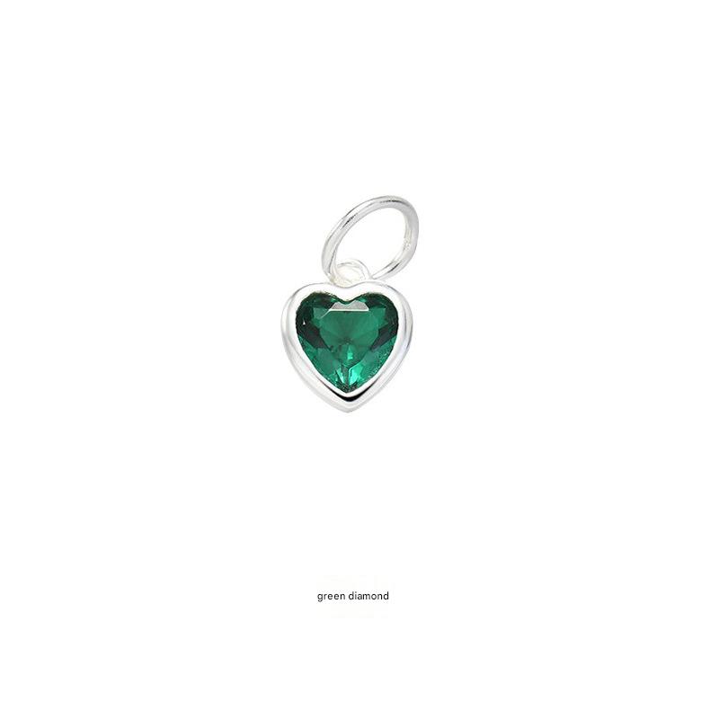 S925 Sterling Silver Blue Green Pink Heart Zircon Pendant for Fine Jewelry DIY Making Charms