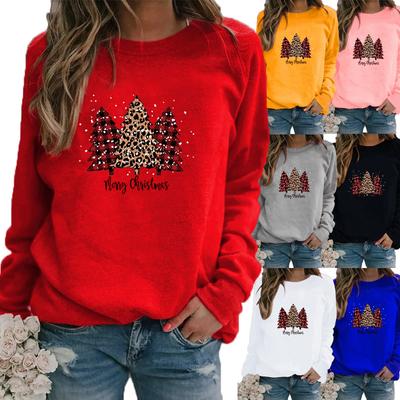 Autumn and Winter Women's Christmas Theme Printing Sweater Round Neck Long Sleeve Casual Sweatshirt Plus Size Top