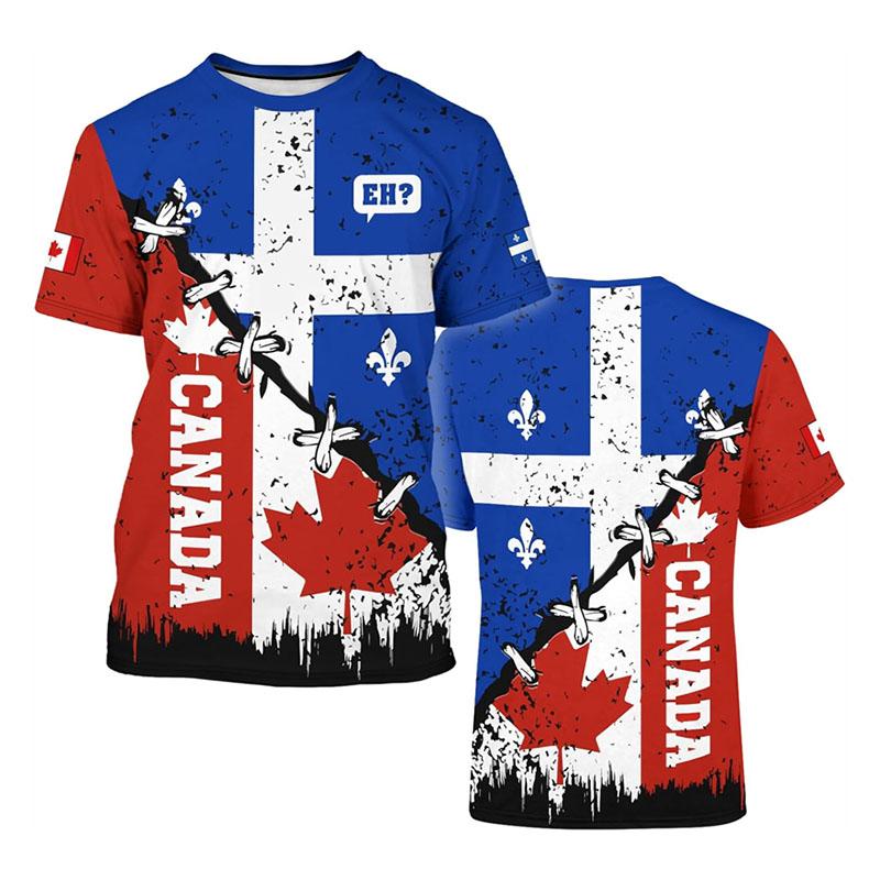 2025 Mode Nouveau T-shirt Canada Vêtements Homme Harajuku Street Fashion T-shirts Impression 3D Feuille d'érable Motif Cerf T-shirt Populaire Top