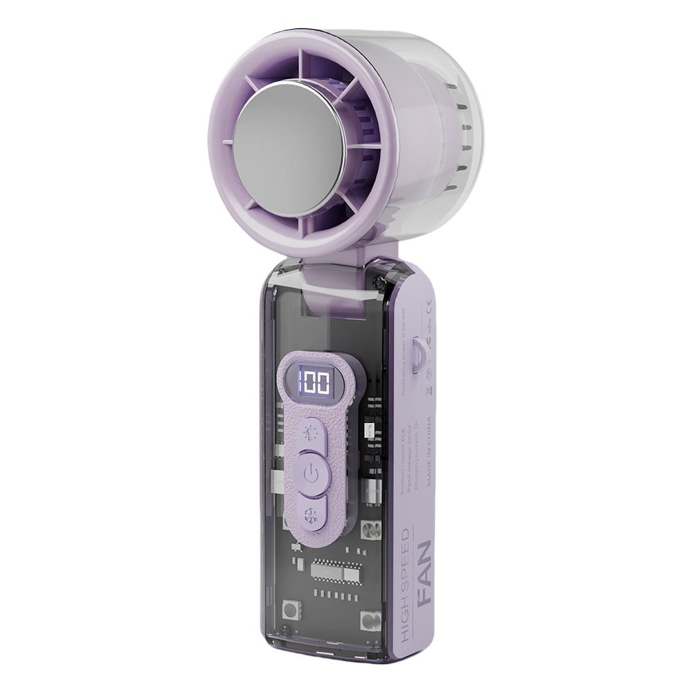 High Speed Turbo Fan with LED Light LED Display Foldable Personal Cooling Fan 3600mAh Electric Mini Turbo Fan for Outdoor Travel