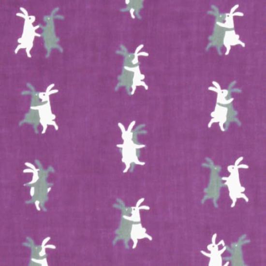 Somenoanbo Tenugui Waltz Authentic Dyed Cotton Tokuoka Made In Japan 35cm X 100cm "Rabbit Purple" 100%