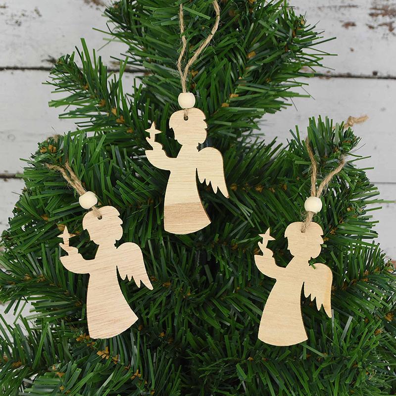 3 Stück Vintage Weihnachten Holzanhänger Ornamente DIY Holzhandwerk Weihnachtsdekorationen Weihnachtsbaum Hängeornamente Geschenke