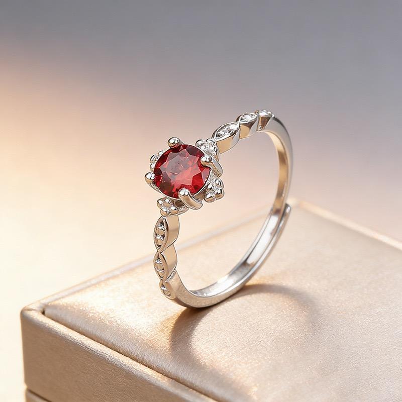 Xiaomi BF CLUB 925 Sterling Rings for Women Simple Geometric Handmade Irregular Retro Ring Red Stone Allergy For Birthday Gift