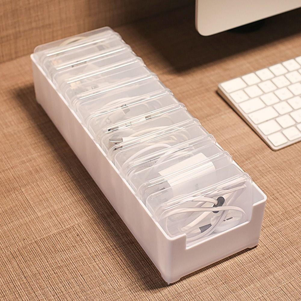 Durable Cable Organizer Box 3/7/11 Grid Desktop Cable Organizer Data Cable Storage Box Home Use