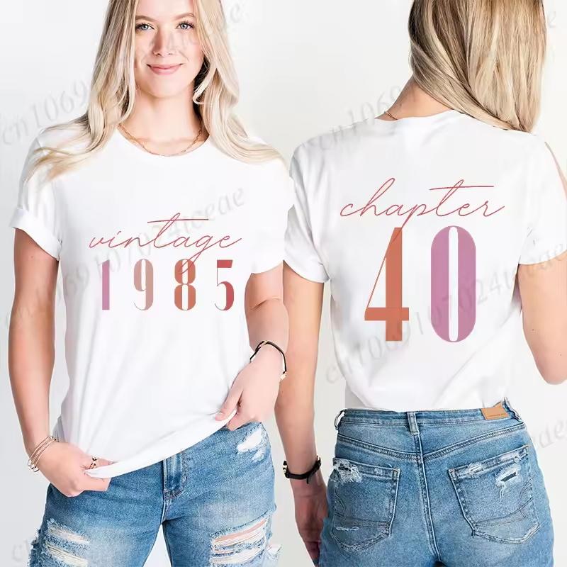 

Classic 1985 T-shirts for Women, Vintage 40th Birthday Year Tshirts for Women Men, Cute 40th Milestone Best Friend 40 Bday Shirt 4XL