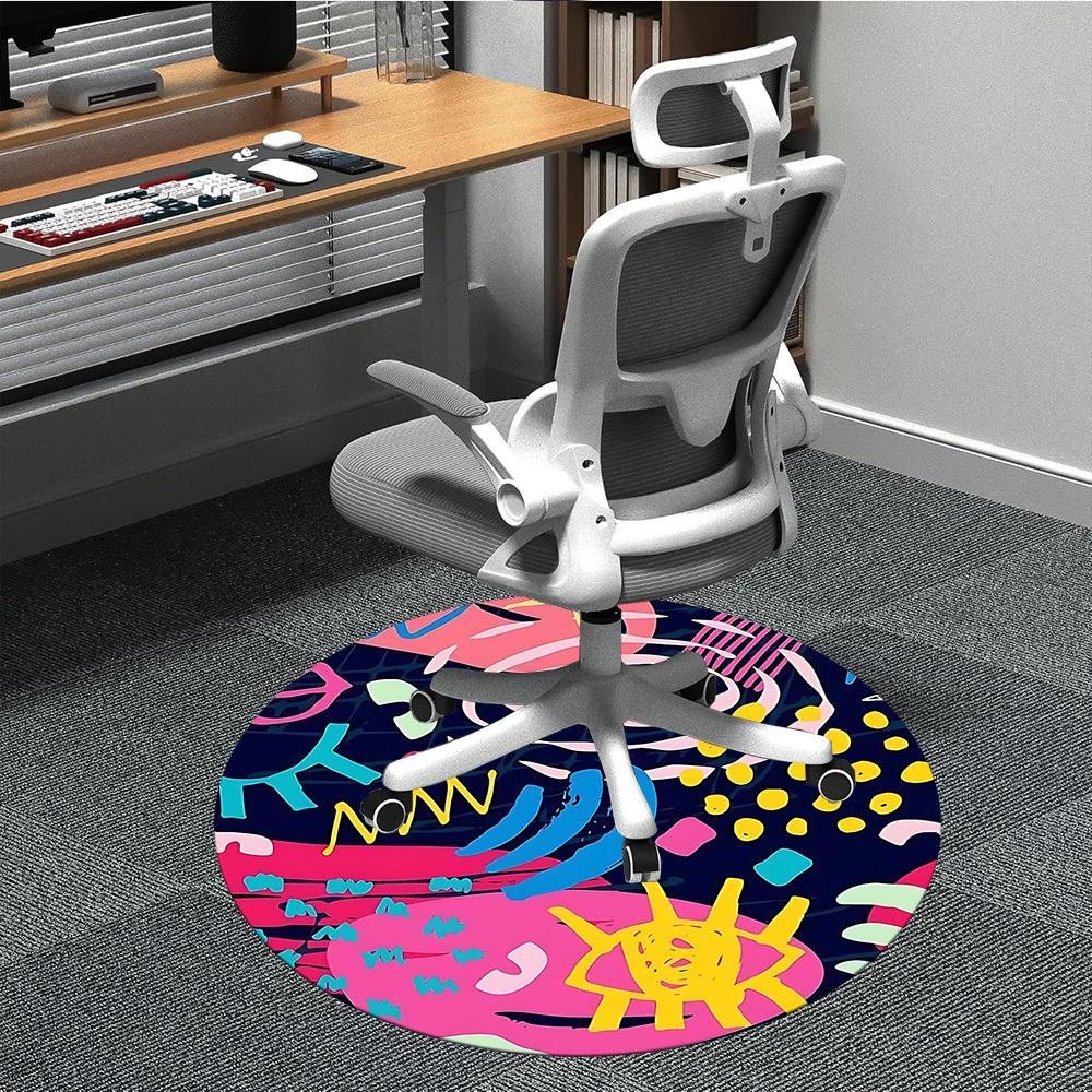 1pc Abstract Art Office Round Rug, Non-slip, Soft and Durable Office Rug for Interior Decoration, Perfect for Office,Decoration Yy260204025