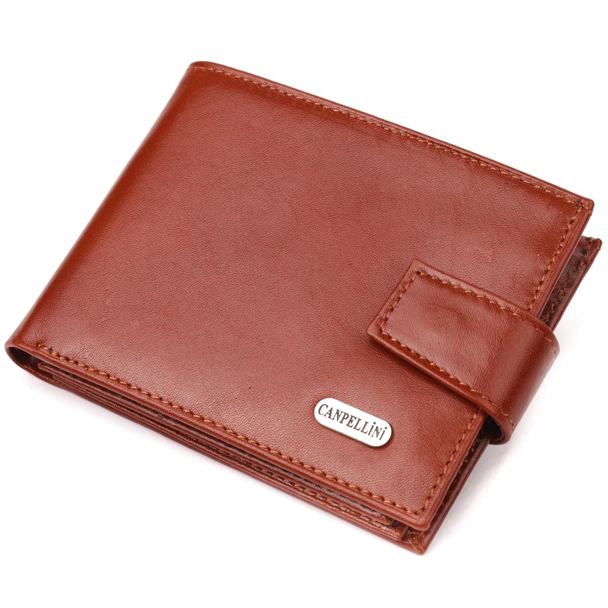

Компактний чоловічий гаманець із натуральної гладкої шкіри CANPELLINI Purse 21508 Світло-коричневий