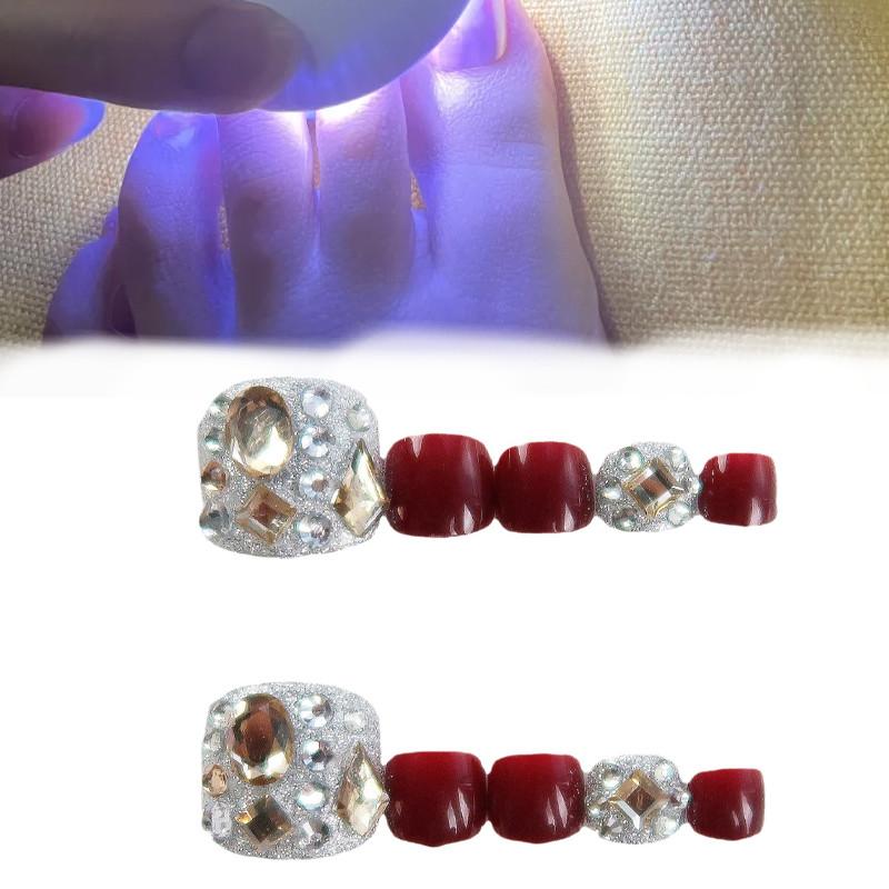 J-128 Toe Nail Wraps In Wine Red Sparkle Beautifully Designed For Women