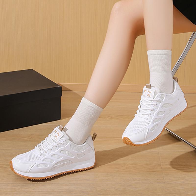 Moda 2025 Novos Tênis Femininos Respiráveis de Malha Outono Feminino Cadarço Plataforma Tênis Feminino Conforto Solado Grosso Tênis Esportivo