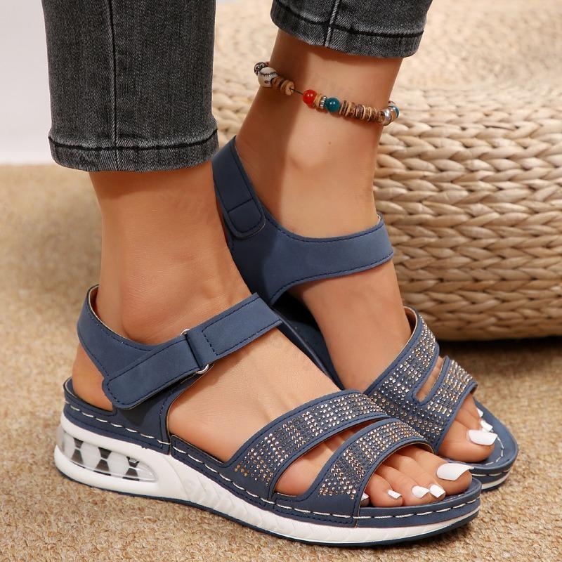 Fashion Peep Toe Women's Sandals Summer Wedge New Retro Rhinestone Paltform Casual Sandals Women Outdoor Beach Shoes Ladies Sandalias
