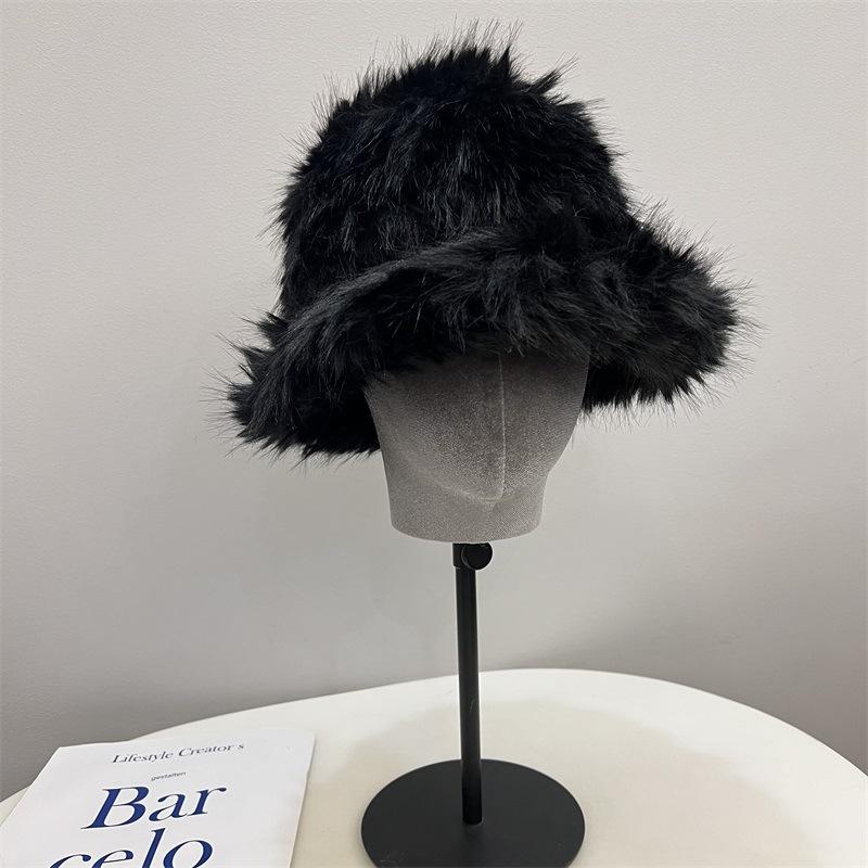 

Зимняя новая плюшевая панама женская северный снежный ветер уличная теплая защита от солнца повседневная шляпа-ведро M（56-58cm） чёрный