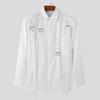 INCERUN Oversized Men Lapel Neck Long Sleeve Buttons Shirts Ribbon Patchwork Tops