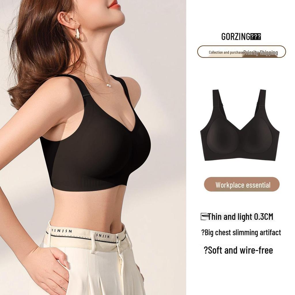 Damen Nahtlose Unterwäsche: Schlankmachender Vollschalen-BH mit Anti-Hänge-Stütze, Übergröße, Sommerstil