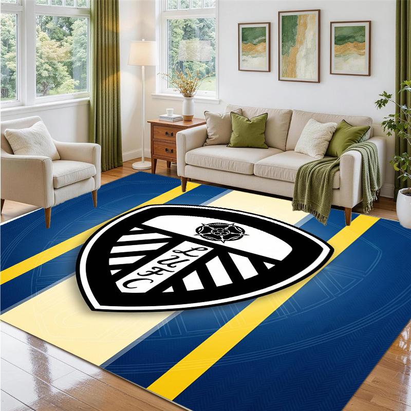 Leeds United Design Crystal Velvet Rug Soft Decorative Mat for Bedroom Entrance