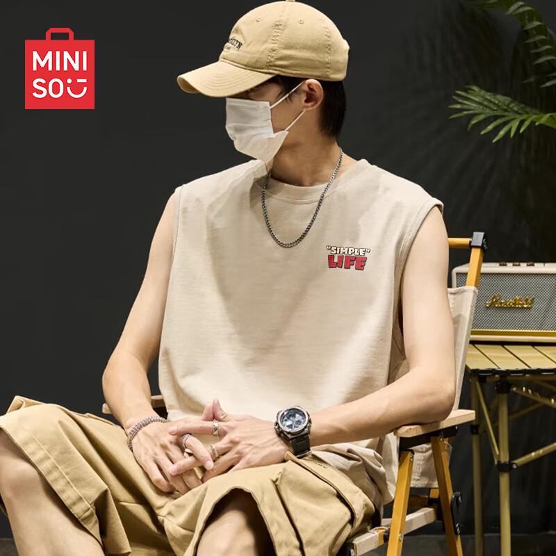 

MINISO Men s Pure Cotton Sleeveless Athletic Tank Top XL